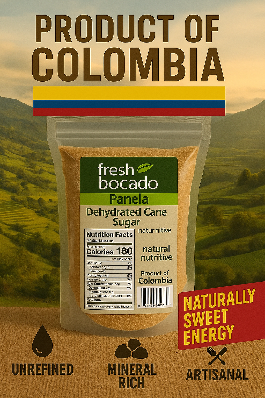 Fresh Bocado Panela Dehydrated Cane sugar 400g