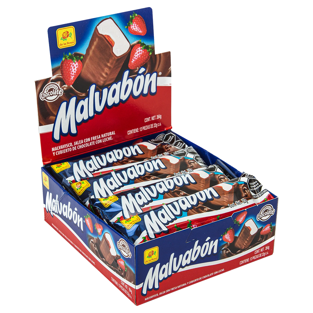 De la Rosa Malvabón – Chocolate Covered Marshmallow with Strawberry Filling - 264g