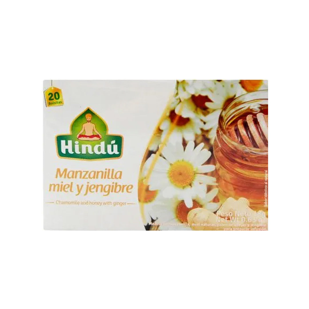 Hindu Té de Manzanilla, Miel y Jengibre -  Chamomille, Honey & Ginger Herbal Tea 18g