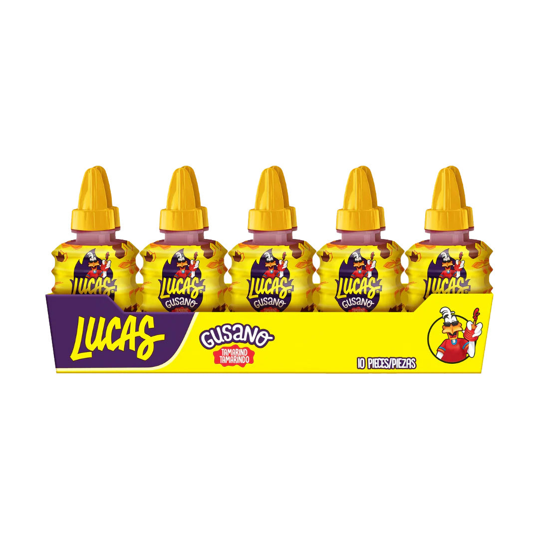 Lucas Gusano Tamarindo - Tamarind Liquid Candy 10 Pack