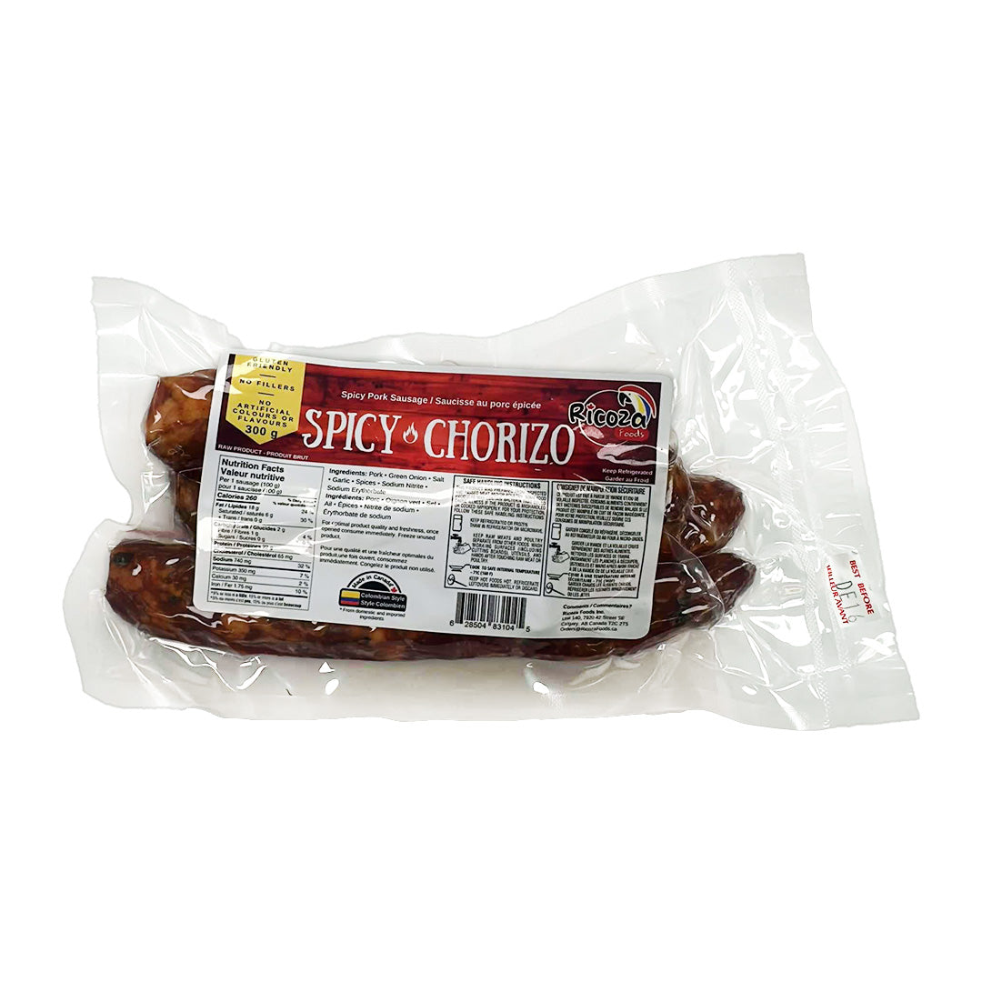 Ricoza Foods Chorizo Colombiano Picante - Spicy Colombian Chorizo 300g