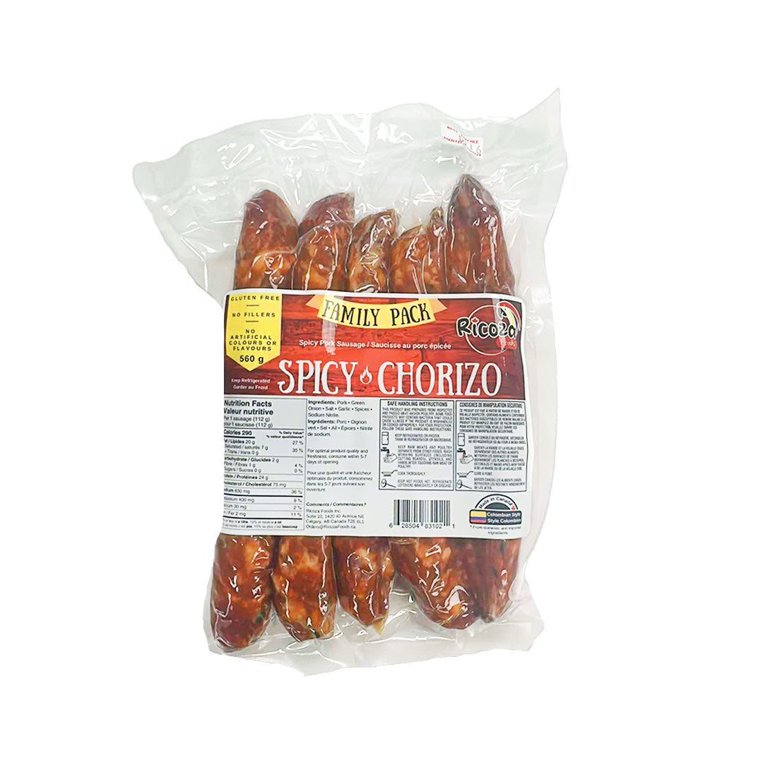 Ricoza Foods Chorizo Colombiano Picante  - Spicy Colombian Chorizo Family Pack 560g