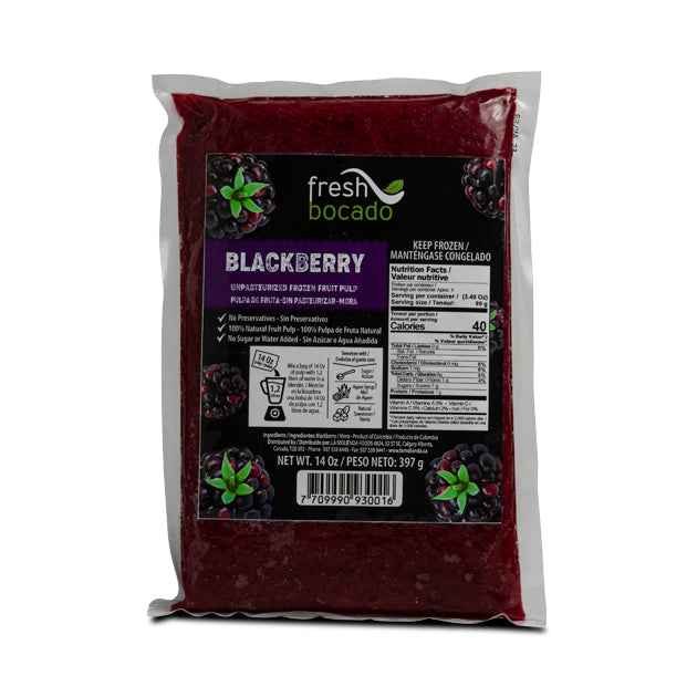 Fresh Bocado Pulpa de Fruta Mora - Blackberry Fruit Pulp 14oz