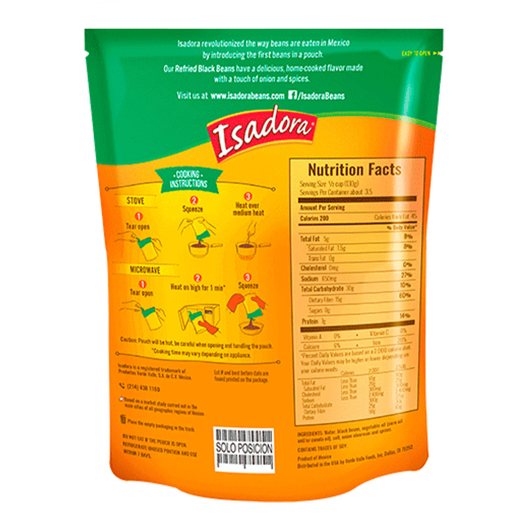 Isadora Beans Frijoles Negros Refritos - Black Refried Beans 15.2oz