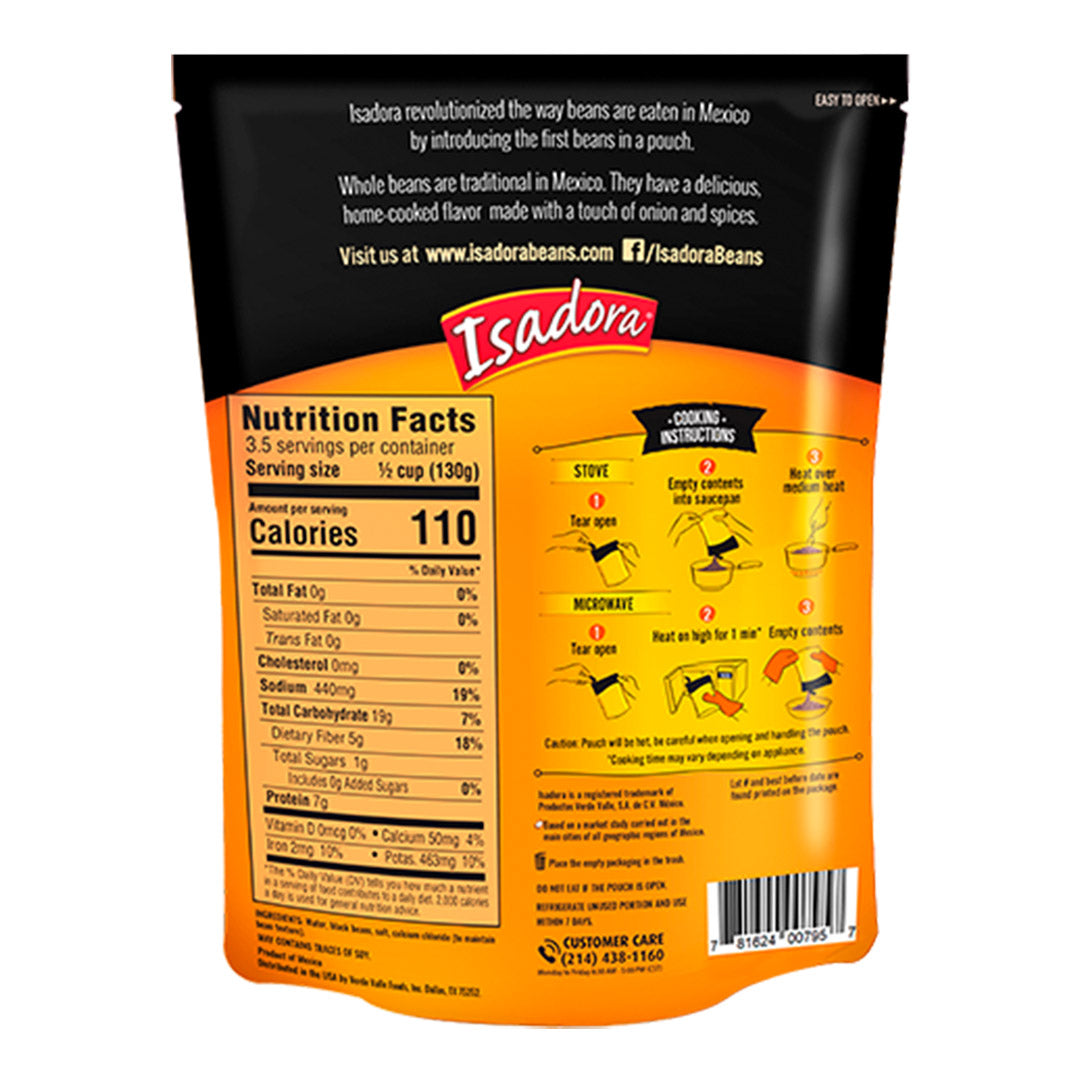 Isadora Beans Frijoles Negros Enteros - Whole Black Beans 16oz