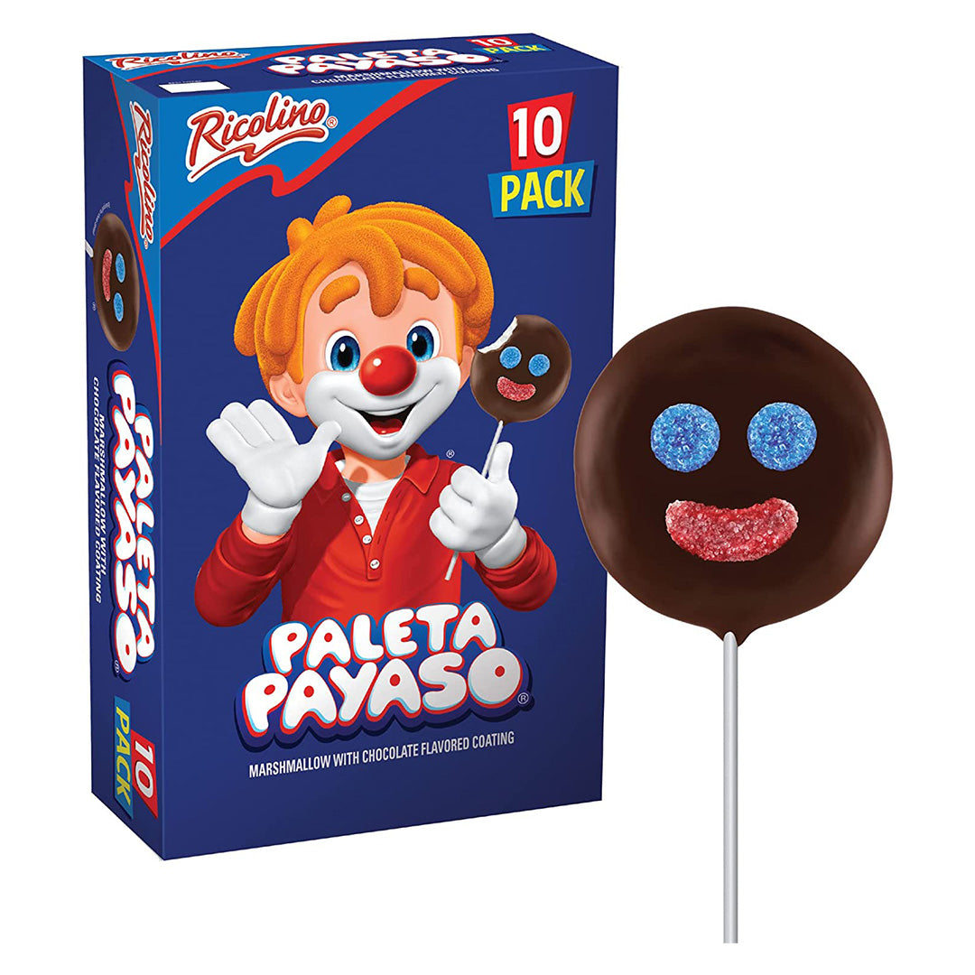 Paleta Payaso Caja - Chocolate Covered Marshmallow Lollipop Box 15.8oz (450g)