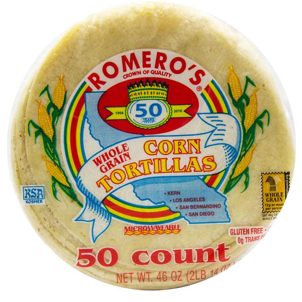 Romero's Corn Tortillas -Tortillas de Maiz 5.3" 50ct 1.3kg.