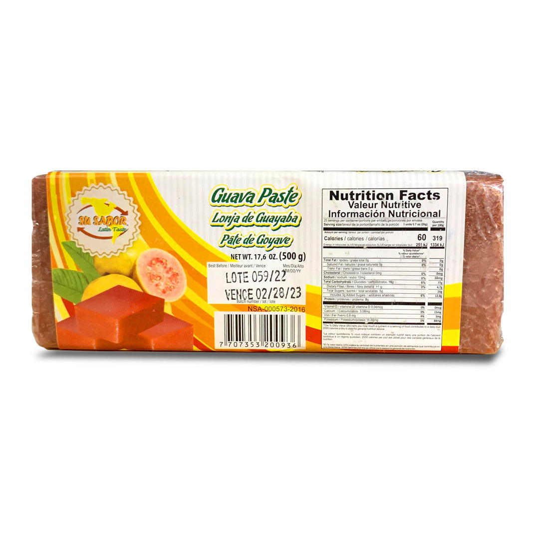 Su Sabor Bocadillo Lonja de Guayaba - Guava Paste Snack 500g