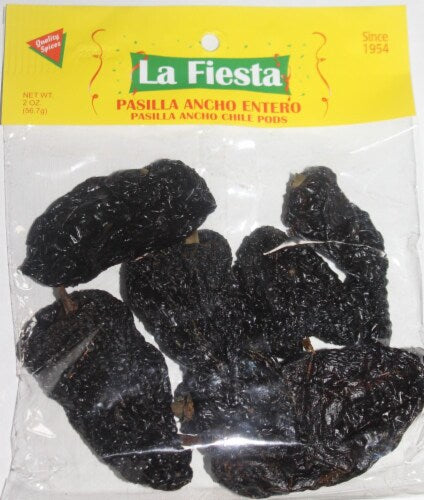 La Fiesta Chile Pasilla Ancho entero / Dried Pasilla Chili Pods 5oz