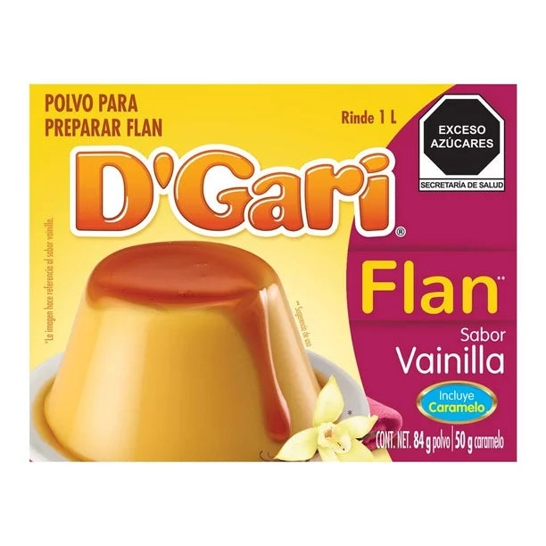 D'Gari Caramel and Vanilla Flan Mix | D'Gari Flan de Vainilla y Caramelo 134g