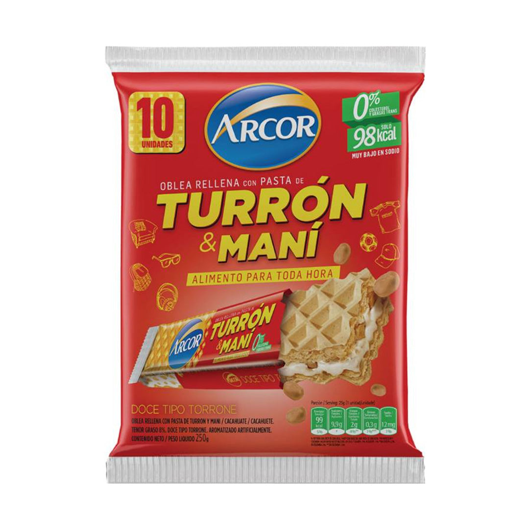 Arcor Turron & Mani - Hard Peanut Cream & Biscuit 250g