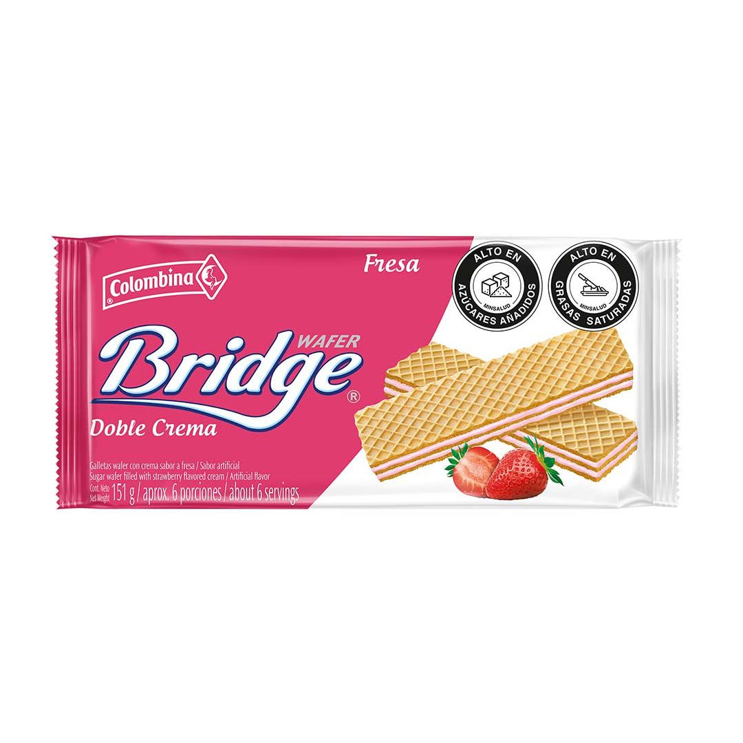 Colombina Bridge Galletas de Fresa - Strawberry Wafer Cookies 150g