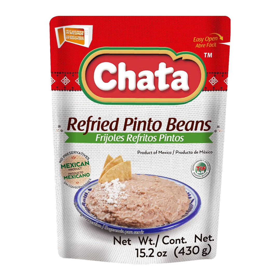 Chata Frijoles Pintos Refritos - Refried Pinto Beans in Pouch 15oz