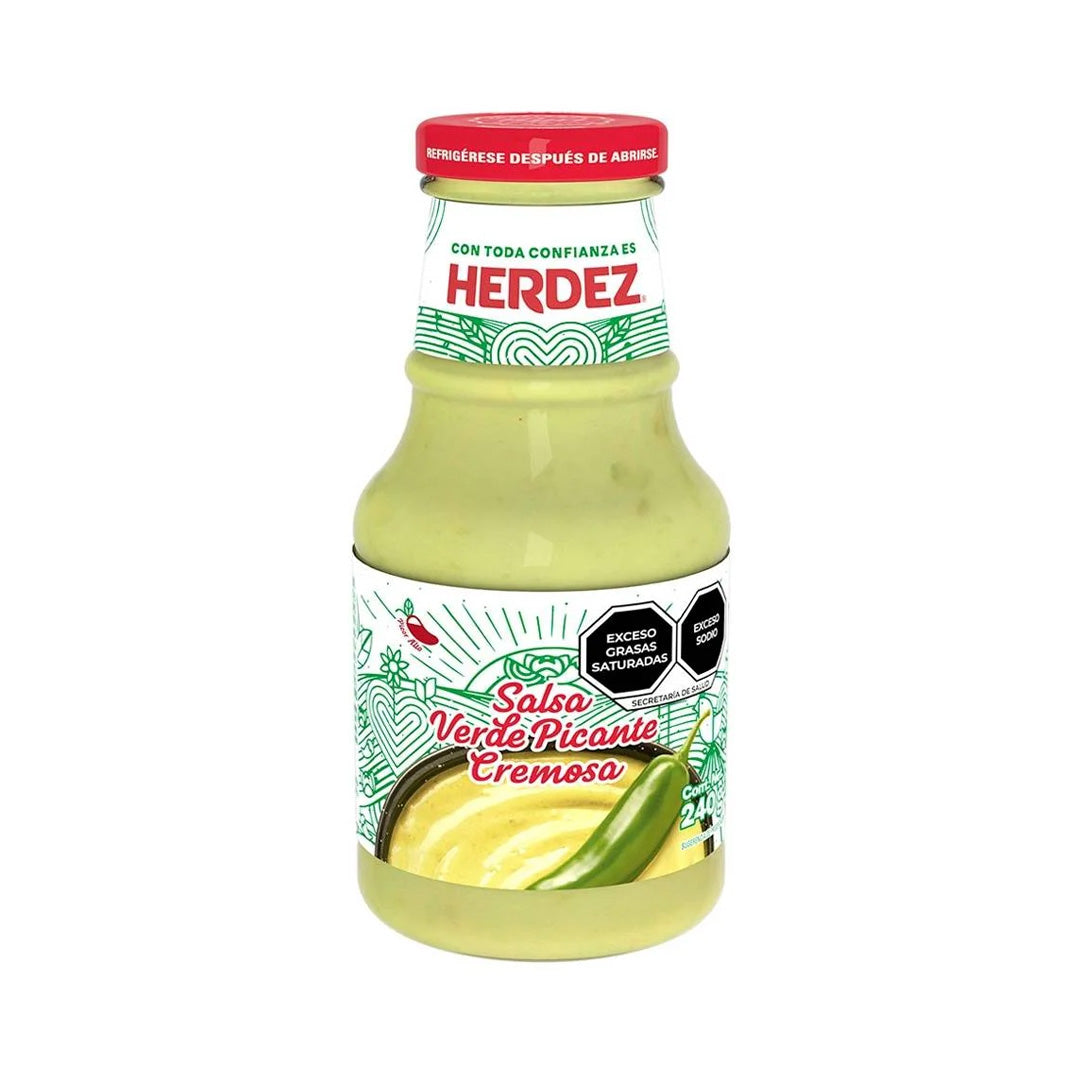 Herdez Salsa Verde Picante Cremosa - Spicy Creamy Green Salsa 8oz (240g)