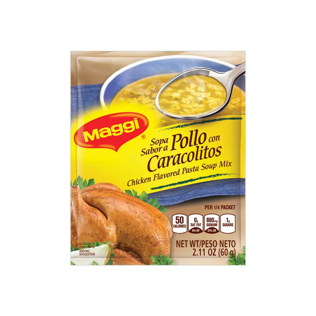 Maggi Sopa Sabor a Pollo con Caracolitos - Chicken Flavoured Pasta Soup Mix 60g