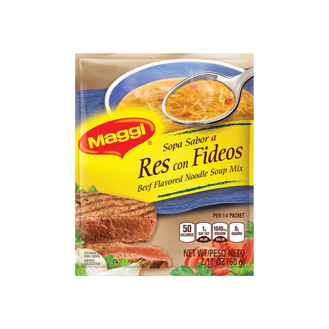 Maggi Sopa Sabor a Res con Fideos - Beef Flavoured Noodle Soup Mix 60g Information