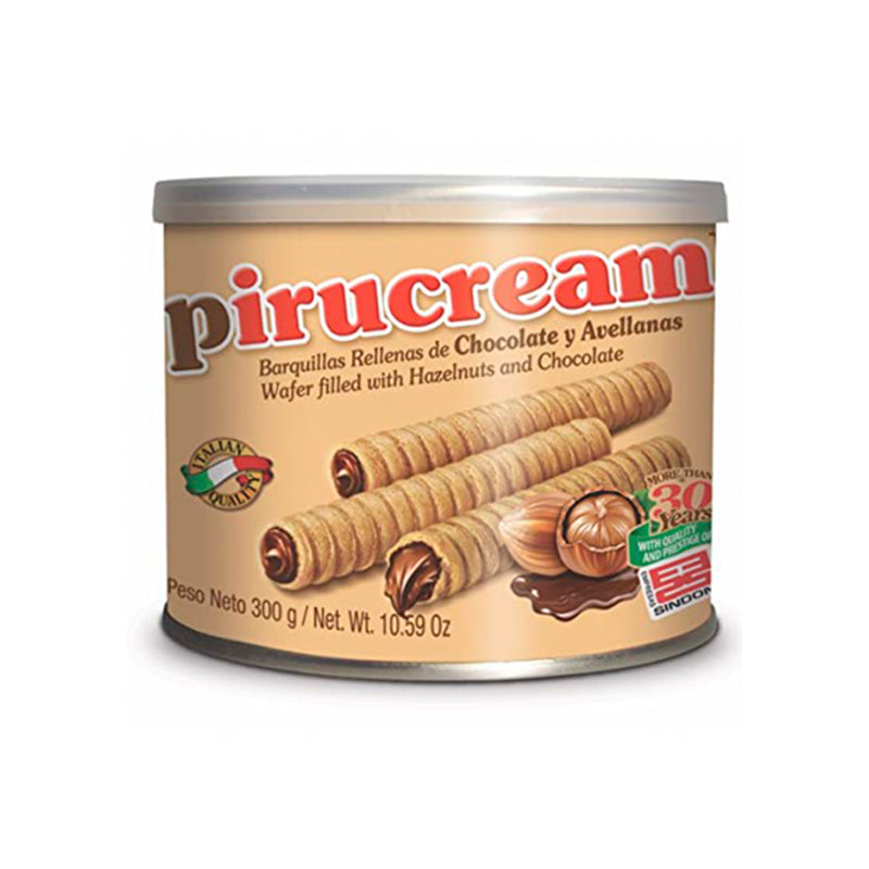 Pirucream Barquillas Rellenas de Chocolate & Avellanas - Rolled Wafers Filled With Hazelnut & Chocolate 300g