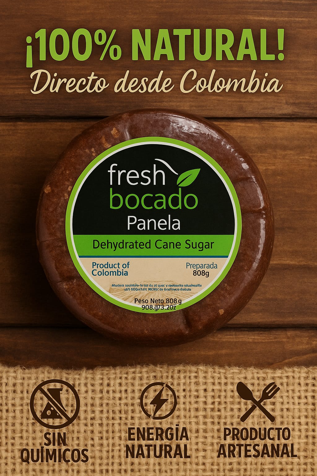 Fresh Bocado Panela Dehydrated Cane Sugar - Panela Prepartida 908g