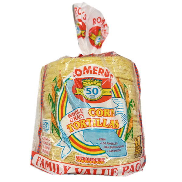 Romero's Yellow Corn Tortillas Family -Tortillas de Maiz pack 5.1"-70 ct/1.64 Kg.