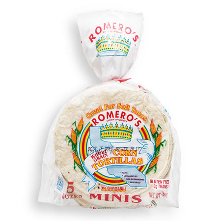 Romero's White Mini Corn Tortillas - Tortillas de Maiz 4.3" 60 ct/ 850g.