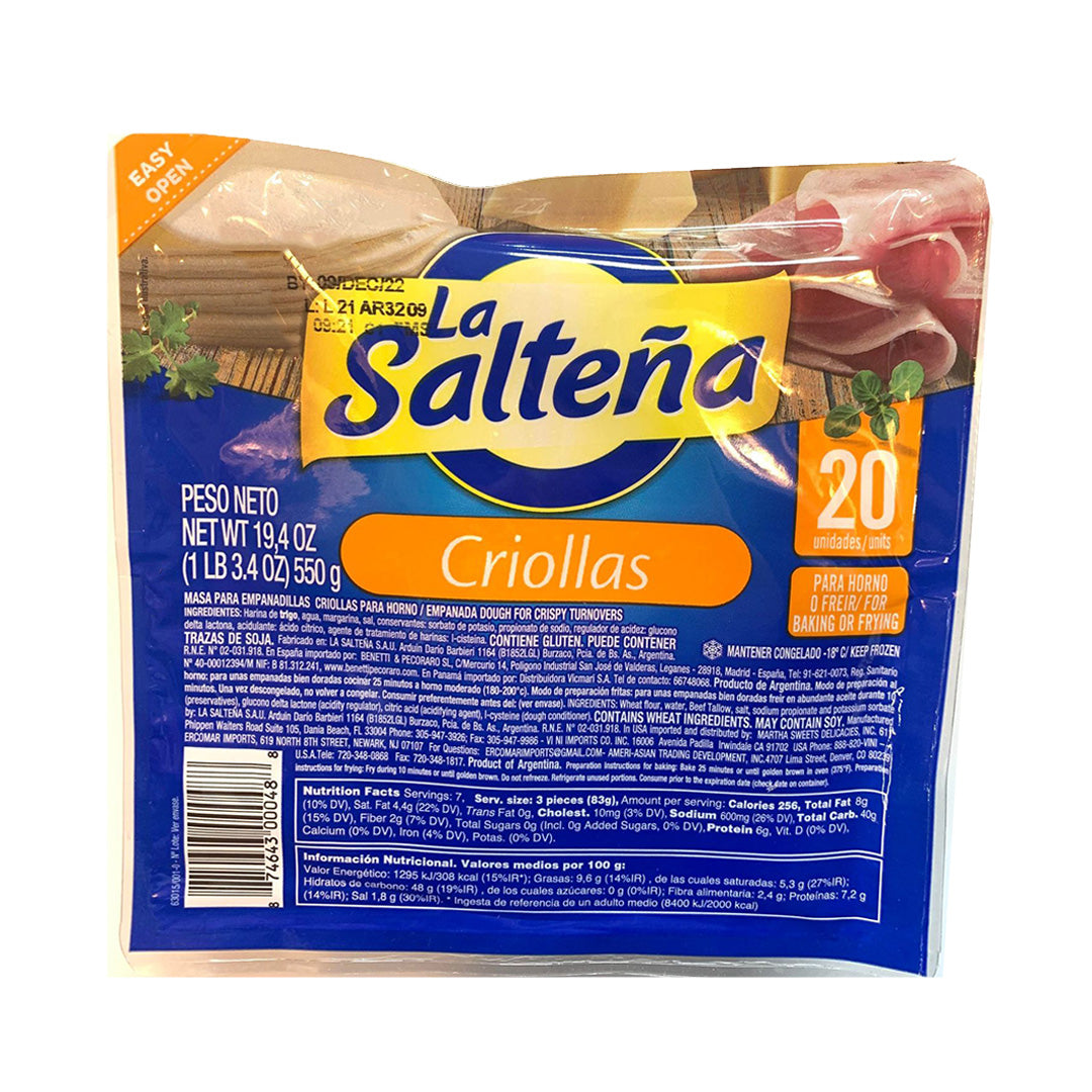 La Salteña Tapas Criollas - Empanada Dough 550g