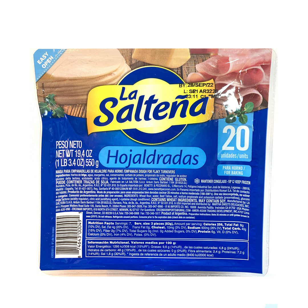 La Salteña Tapas Hojaldradas - Flour Disc for Baked Empanadas 550g