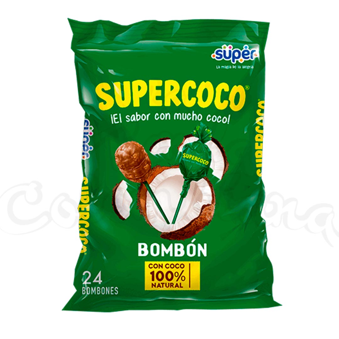 Supercoco Bombon - Chocolate Covered Coconut Lollipops 24 Bag